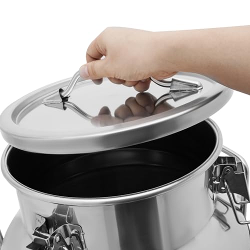 40L Stainless Steel Milk Can, Heavy Duty Food Storage & Transport Container for Dairy, Wine, Grains, Ideal for Home, Farm & Commercial Use, With a Faucet - size: 10.57Gallon