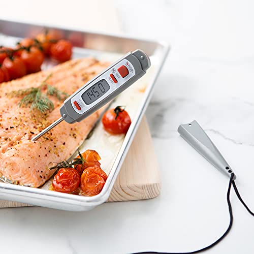Taylor 9847 Waterproof Digital Instant Read Meat Food Grill BBQ Kitchen Cooking Thermometer, Comes with Sleeve Extender and Lanyard - color: Gray