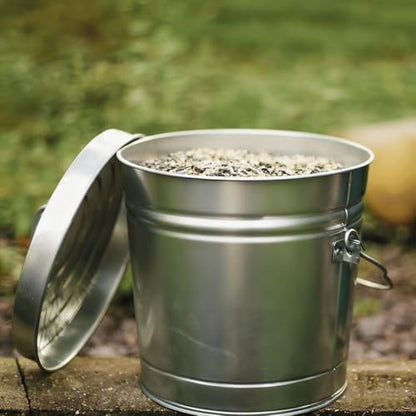 6-Gallon Galvanized Steel Storage Can with Locking Lid, Airtight Food Container for Dry Food, Pet Food, and Bird Seed