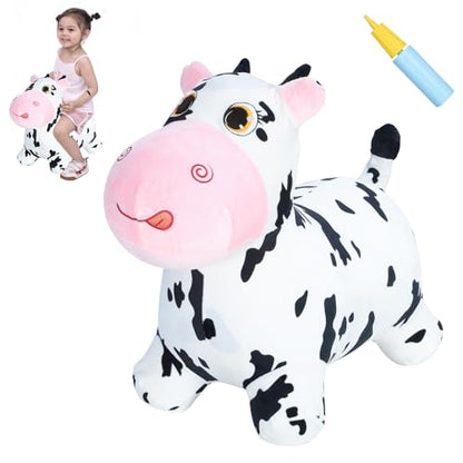 INPANY Bouncy Cow, Plush Cow Hoppers Toys for 2-4 Kid, Indoor & Outdoor Fun - color: Black and White