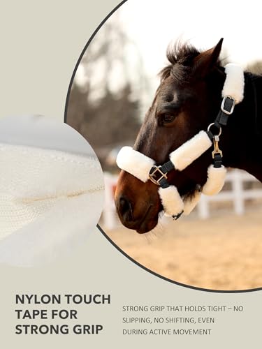 Harrison Howard Fleece Halter Covers for Horses, Set of 9, Prevent Hair Loss Pressure Marks, Padded Horse Halter Fleece Set Cream White - color: Cream White