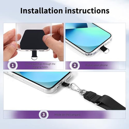 CACOE Phone Lanyard, Black+Purple, 2 Pcs - color: Black+purple, size: 21.65"