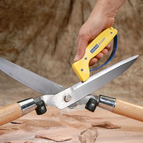 AccuSharp ShearSharp Scissors Sharpener, Diamond-Honed Tungsten Carbide Blade Sharpening Tool for Scissors, Garden Shears, Kitchen Shears, Hedge Clippers, Yellow