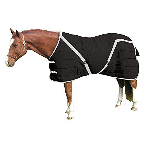 High Spirit Horse Blankets for Winter Waterproof, 600D Nylon Outer Shell Stable Blanket, 350g Polyfill, Adjustable Buckles, Breathable, Black & Silver, Horse Turnout Blanket - 56 in