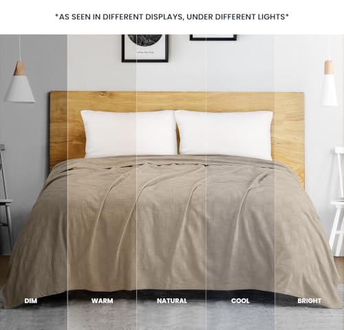Utopia Bedding 100% Cotton Thermal Blanket Khaki Queen, 90x90 Inches - color: Khaki, size: Queen