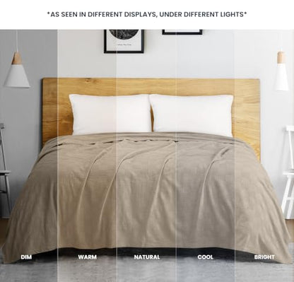 Utopia Bedding 100% Cotton Thermal Blanket Khaki Queen, 90x90 Inches - color: Khaki, size: Queen