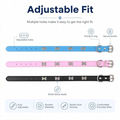 Adjustable PU Leather Dog Collar with Color Matched Bell,Black XL - color: black, size: 13.5-18 Inch