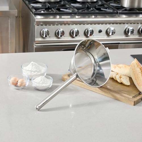 Restaurantware Chinois Strainer 1 Count 10.2" Stainless Steel Bouillon Cone with Extra Fine Mesh China Cap Strainer for Sauces, Stocks, Soups, Broths, Sifting, Sieving, Professional Kitchen Tools - size: Bouillin / Chinois, Extra Fine Mesh-10 1/4"