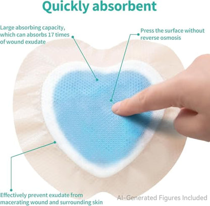 Ourmed Sacrum Silicone Foam Dressing with Border - Sacral Wound Dressing Adhesive for Wound Care, Waterproof Absorbent Bandages for Sacral Ulcer, Pressure Ulcer, 7" x 7", 5 Pack - size: 7 x 7 Inch (5PCS)