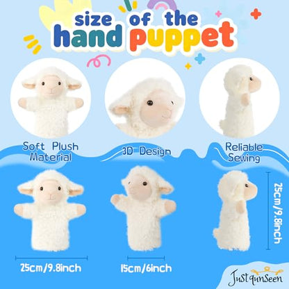 Sheep Hand Puppets Lamb Plush Toy Stuffed Animal Soft Fuzzy for Baby Story Time Safe Washable Stuffed Adult Hands Fit Interactive Play - color: Sheep