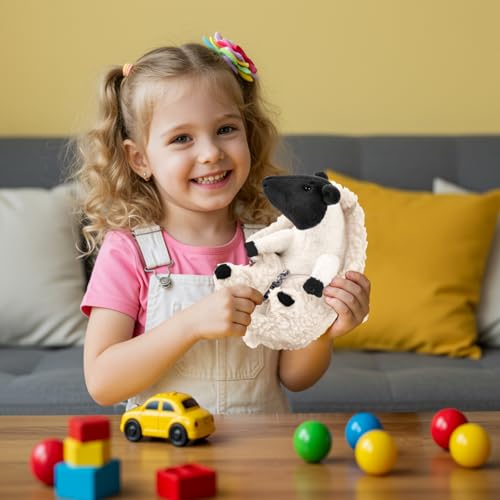 Cute Shaved Sheep Stuffed Animal, Kawaii Lamb Plushie Toy for Teen Kid Girl - color: Blackwhite