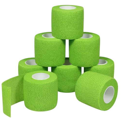 Self Adhesive Bandage Wrap Elastic Athletic Tape 8PCS 2 in X 14.7 ft Green - color: Green 8pcs