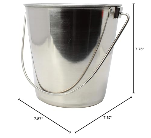 800101 4 Quart Stainless Steel Pail Bonka Bird Toys Durable Shiny Pets Food Water Liquid Treat Feed - size: (4) Quart