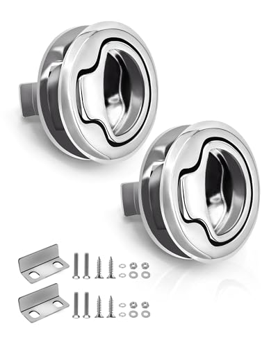 Boat Slam Latch 2" Lift Handle Lock Marine Full Stainless Steel Door Port Pull Latch Lift Ring 316 SS Boat Hatch, Fireproof & Rust-Proof for Ships, Yachts, Sailboats 2pk