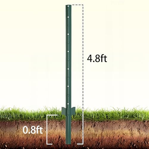 10-Pack 4.8 Feet Heavy-Duty Metal U Fence Posts for Wire Fencing - size: 4.8 Feet