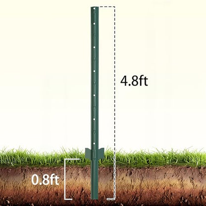 10-Pack 4.8 Feet Heavy-Duty Metal U Fence Posts for Wire Fencing - size: 4.8 Feet