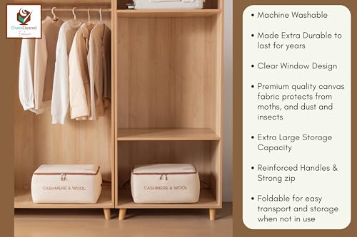 100% Cotton Cashmere & Wool Storage Bag – Breathable Sweater Storage Bag for Cashmere, Wool, Knitwear & Delicate Garments – Dust & Moisture Protection - size: Cashmere Bag