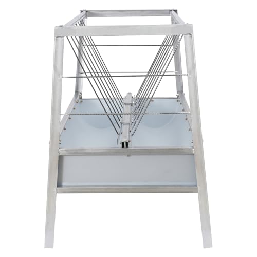 Hay Feeder, Livestock Feed Trough with 2-in-1 Hay and Grain Feeder, Heavy Duty Steel Frame and Deeper Pan Hay Rack, Feeding Station for Sheep, Calf, Cow, Horse, Goats for Pasture, Farm (White) - color: White