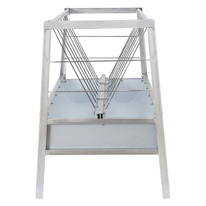 Hay Feeder, Livestock Feed Trough with 2-in-1 Hay and Grain Feeder, Heavy Duty Steel Frame and Deeper Pan Hay Rack, Feeding Station for Sheep, Calf, Cow, Horse, Goats for Pasture, Farm (White) - color: White