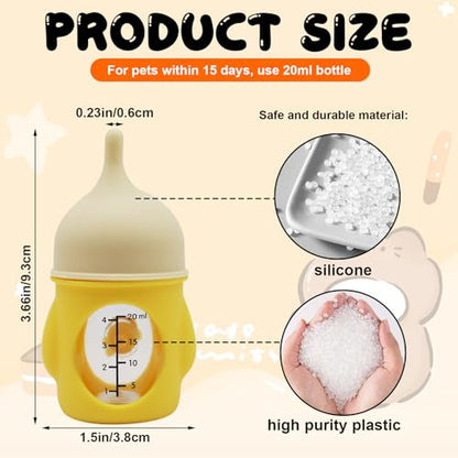 Pet Feeder Bottle Kitten Bottle Anti Choking Design(Yellow,20 ml) - color: Yellow