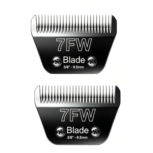 2PCS 7FW Wide Blades Dog Grooming Blades Compatible with Andis Dog Clippers - size: Black/7FW