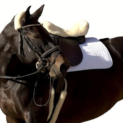FauxFur Sheepskin Dressage Girth with Stainless Steel Buckles, Quilted Black, 19.69-33.46 inches - size: 65CM