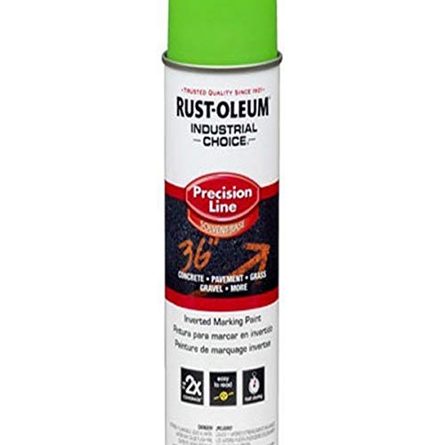 Rust-Oleum 203023 Industrial Choice Inverted Solvent-Based Marking Spray Paint, 17 Oz, Fluorescent Green - color: Fluorescent Green, size: 17 Ounce (Pack of 1)