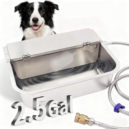 2.5 Gallon Automatic Dog Water Dispenser, Stainless Sateel Auto-Fill Bow