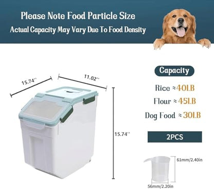 Saim 2 Pack 50lb Flour & Rice Storage Container Bin,Rice Dispenser (Green) - color: 2Pack 50lbs Green