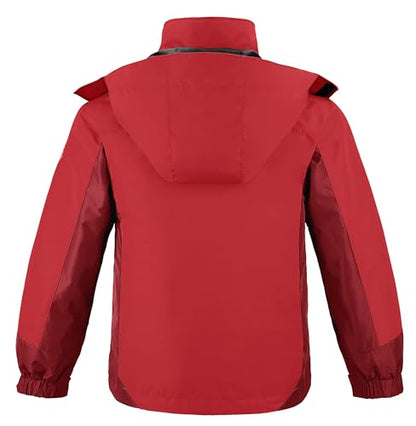 wantdo Boys' 3-in-1 Ski Jacket Fleece-Lined Winter Coat Hooded Raincoat - color: Red, size: 10-12
