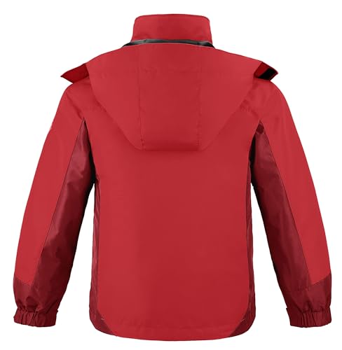wantdo Boys' 3-in-1 Ski Jacket Fleece-Lined Winter Coat Hooded Raincoat - color: Red, size: 6-7