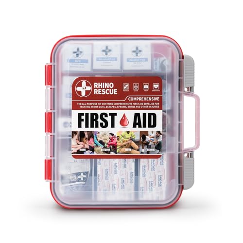 RHINO RESCUE Bundle - Pet First Aid Kit, Emergency Medical Supplies for Dogs & Cats, Safety Essentials Pack with Thermometer+350 Pieces OSHA All-Purpose First Aid Kit, Home & Office