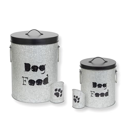 Medium & Small Dog 40lb & 20lb Pet Food Storage Canister with Scoop – Durable & Airtight for Freshnesss, Minimalist Design & Recyclable, Medium & Small Metal Container (Combo - Dog Bin - Med & Small) - size: Combo - Medium Dog 40lb & Small Dog 20lb