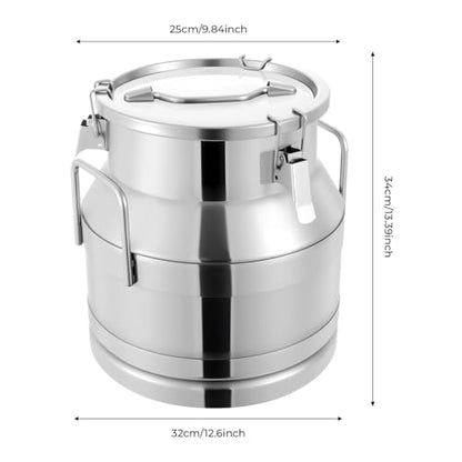 20L/5.28 Gal 201 Stainless Steel Milk Can, Removable Silicone Sealed Lid