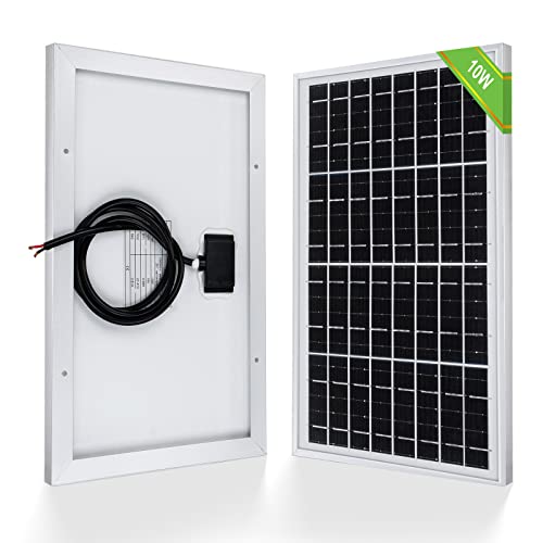 ECO-WORTHY 10W Solar Panel Battery Charger Portable for Charging 12V Battery or Vehicle Gate Opener,Electrical Fence Chicken Coop Lawn Tractor Boat - size: 10W Panel