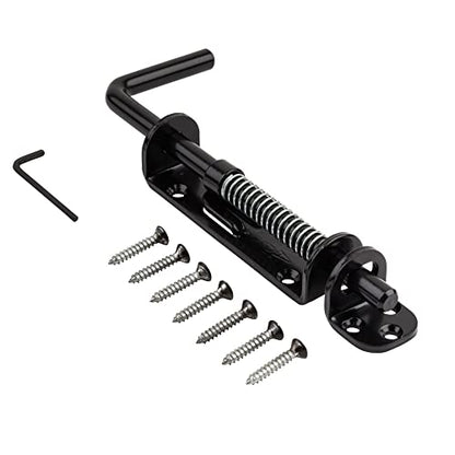 National Hardware Spring Loaded Heavy Duty Sliding Door Bolt, Steel, Black - color: Black