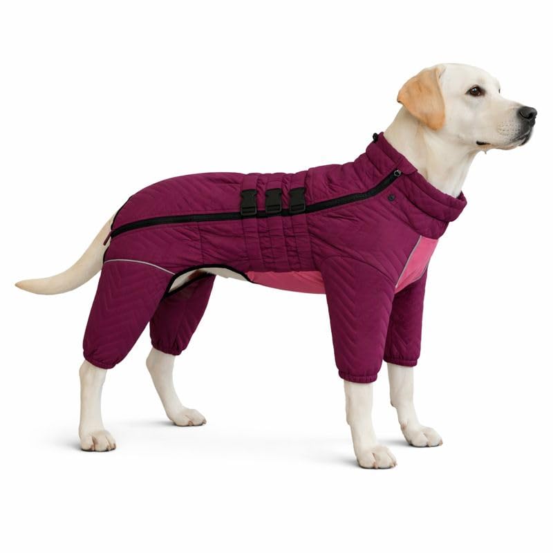 Warm Dog Coat Double Layers Dog Vest, 4 Legs Covered Windproof Waterproof Reflective, Purple XS - L - color: Purple, size: XS (back 9.5")