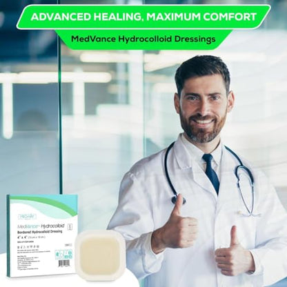 MedVance Bordered Hydrocolloid Adhesive Dressing Waterproof 4"x4" Box of 10