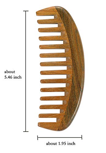 Louise Maelys 2 Pack Sandalwood Wooden Wide Tooth Combs For Curly Hair - color: Handle comb + Moon comb