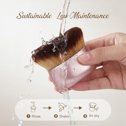 Streak-Free Kabuki Self Tanner Brush, Large Body Makeup Brush,Soft Dense Body Brus h for Self Tanner, Vegan Tanning Brush for Self Tan, Even Coverage, Ideal for Mousse, Lotion & Bronzing Foam, Pink - color: Pink