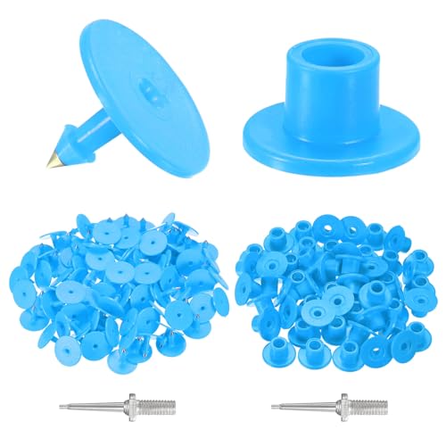 M METERXITY 50-Pack Cattle Ear Tags, Plastic Round Blank Livestock Tags with 2 Ear Label Needles for Cows/Sheep/Cattle/Pig, Farm Animal Identification Markers [Blue] - color: Blue