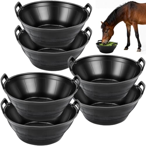 6Pcs Rubber Feed Pan, 3.1 Gallon Horse Feeder Pan, Chicken Dust Bath