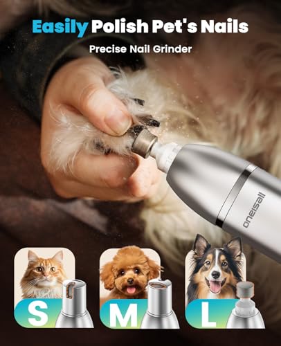oneisall 4 in 1 Dog Grooming Kit with LCD Display - color: Silver