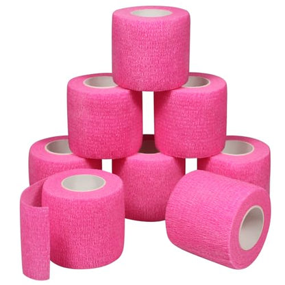 Self Adhesive Bandage Wrap Elastic Athletic Tape 8PCS 2 in X 14.7 ft Pink - color: Pink 8pcs