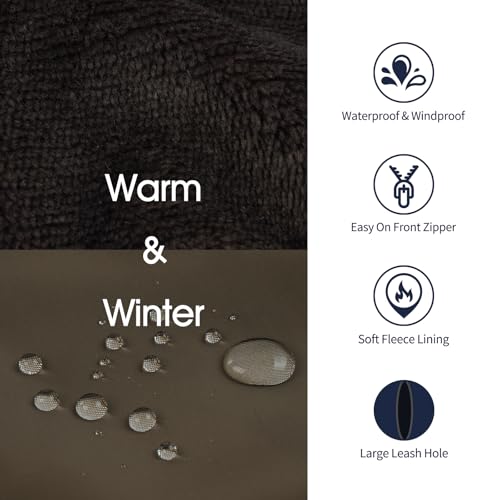 IECOii Extra Large Dog Coat, XXL Waterproof Snow Jacket with Fleece Lined, Reflective Turtleneck, Zipper for Large Dogs - color: Armygreen, size: XXX-Large(Chest:43.31''/110 CM)