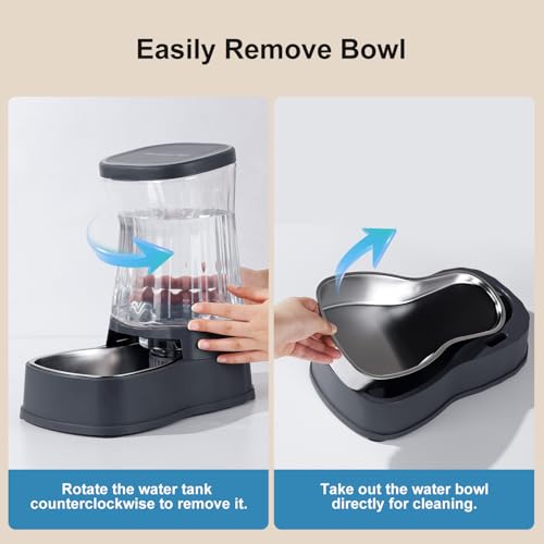 Automatic Dog Water Dispenser, Stainless Steel Bowls Feeder, 100% BPA-Free - color: Dark Grey, size: 2.1 Gallon
