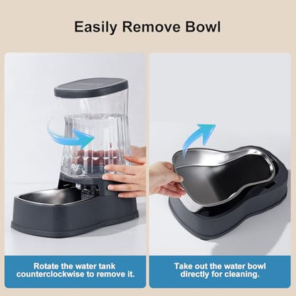 Automatic Dog Water Dispenser, Stainless Steel Bowls Feeder, 100% BPA-Free - color: Dark Grey, size: 2.1 Gallon
