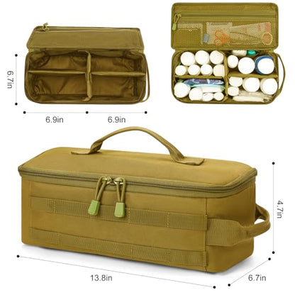 Travel Medicine Bag,Medication Pill Bottle Organizer Empty Case - color: Brown