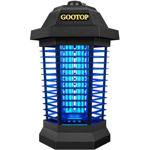 GOOTOP Bug Zapper Outdoor, Mosquito Zapper, 4200V 3 Prong Plug in Electric Fly Zapper, Mosquito Killer, Fly Traps, Flying Insects Zapper Indoor Outdoor, ABS Plastic Outer (Black) - color: BLACK