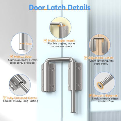 Sliding Door Loop Lock Latch, 2-3/8 Inch Door Latch Silver 1PC - color: Silver-1 Pc